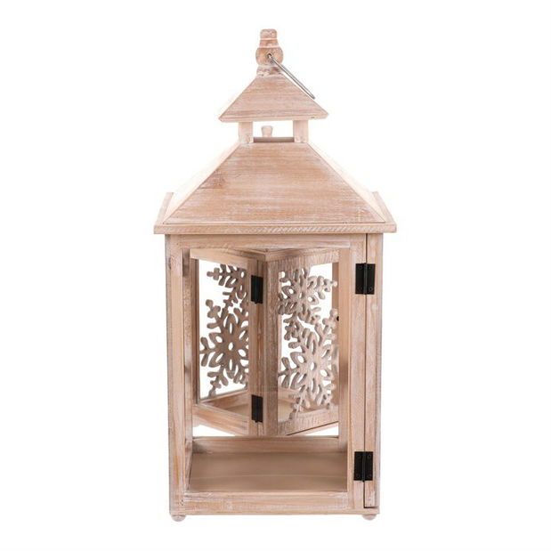 Lucerna dřevěná 2 ks Sněhové vločky (přírodní)