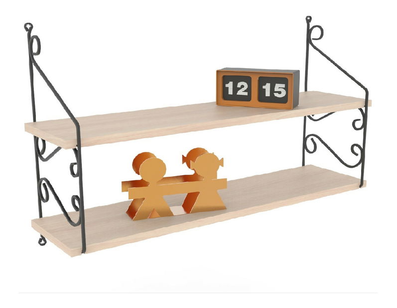 Nástěnná police Serra 1 (dub + černá)