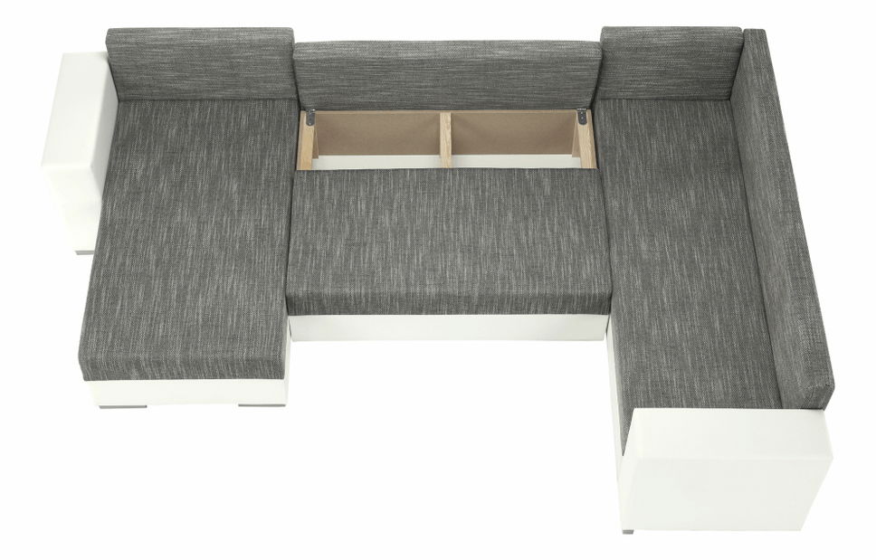Rohová sedací souprava ve tvaru U Stalira (bílá + šedohnědá)