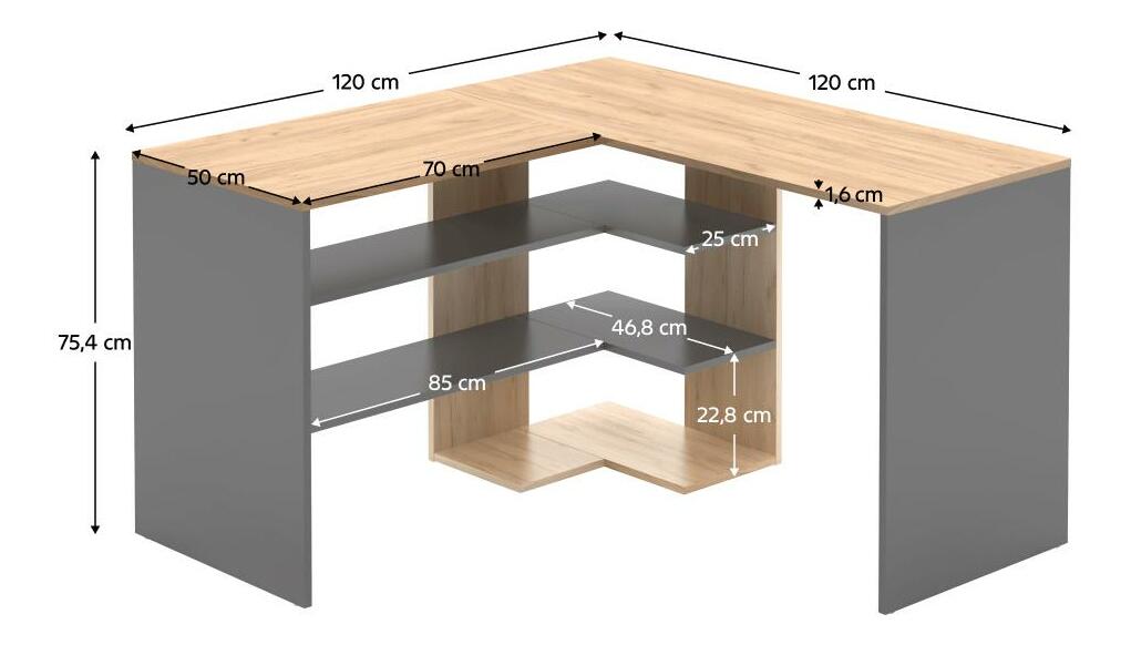 PC stolek Timuro (dub artisan + grafit)