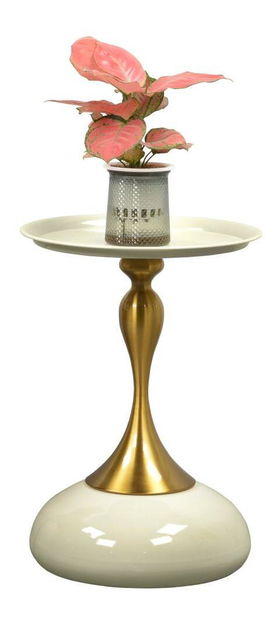 Příruční stolek Fjord (ivory + zlatá)