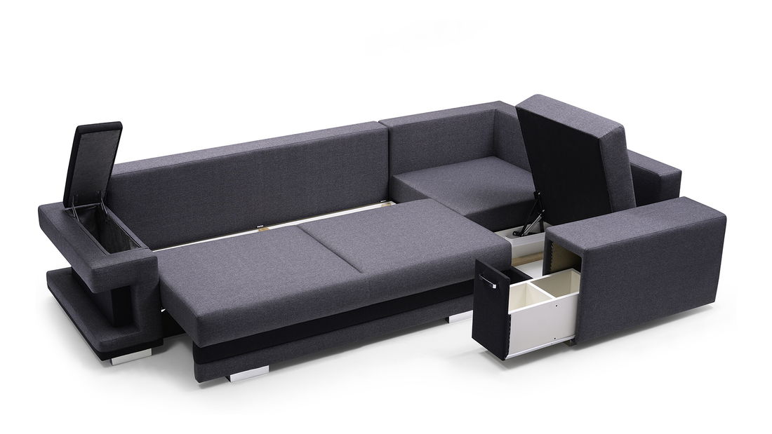 Rohová sedací souprava Arin (tmavě šedá + světle šedá) (L)