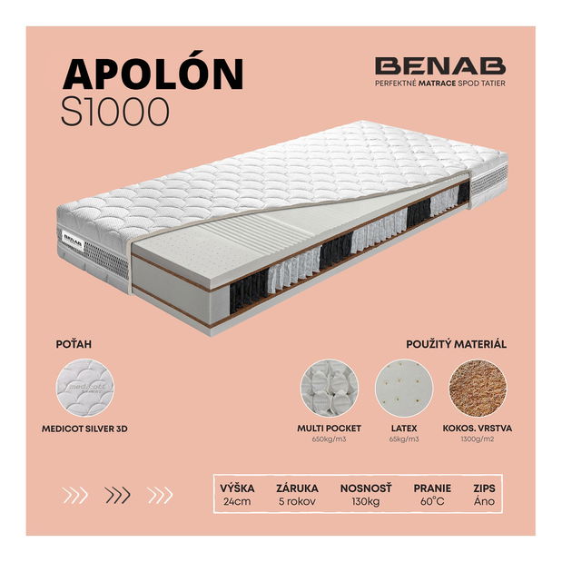 Taštičková matrace Benab Apollón S1000 200x140 cm (T4/T3)