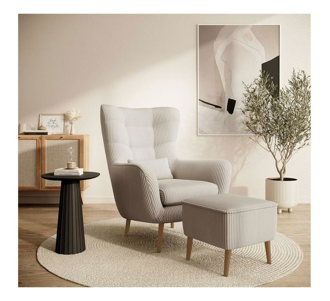 Taburetka Veneza V2 (krémová + buk)