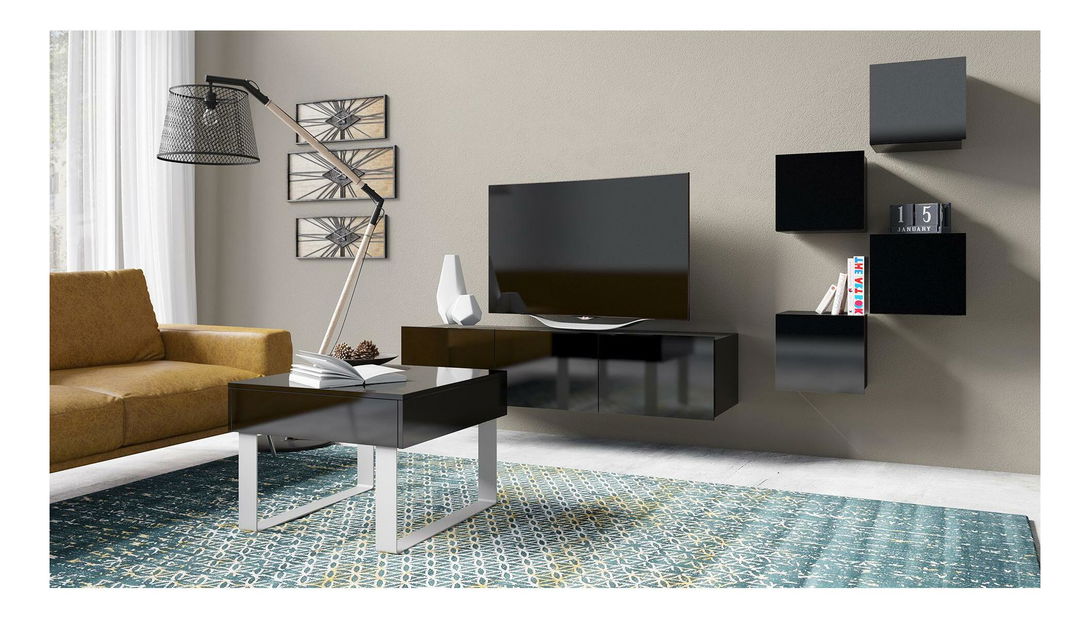 Obývací pokoj Calabria 2 (černá matná + lesk černý)