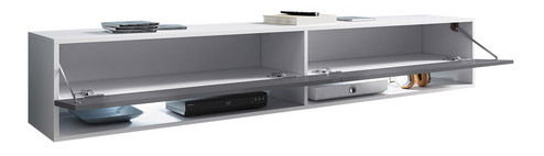 Závěsná TV skříňka Adenuk 140 MDF (černá grafit + rybí kost černá) (s LED RGB osvětlením)