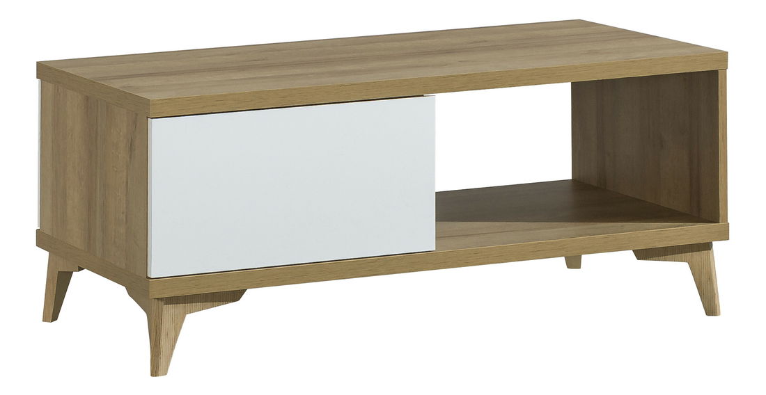 Konferenční stolek typ O11 Onley (lesklá bílá + dub riva)