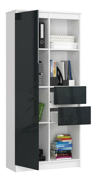 Regál Rizwan (bílá + grafit lesk)