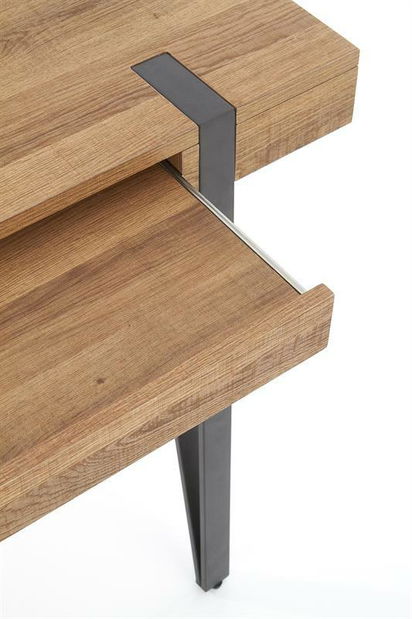 Psací stolek Bernie (tmavé dřevo + černá)