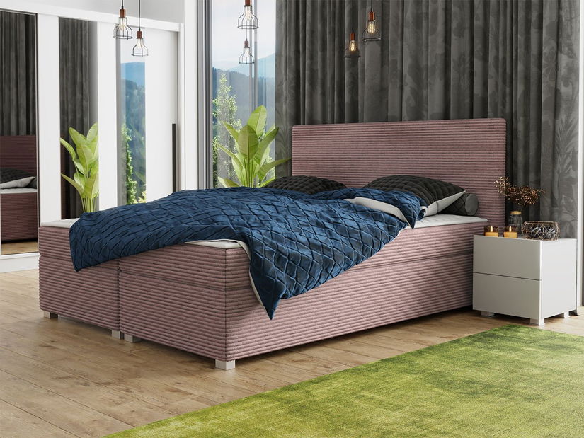 Manželská postel 140 cm Moritena (růžová) (s roštem a matrací)