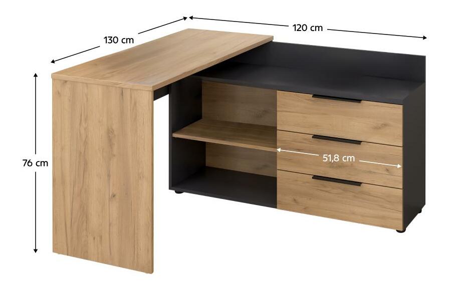 Kancelářská sestava Klodekas (grafit + dub artisan)