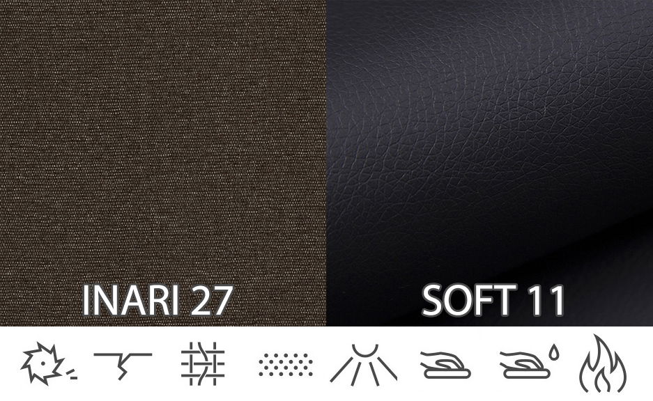 Rohová sedací souprava Reinaldo (tmavě hnědá + černá) (L)