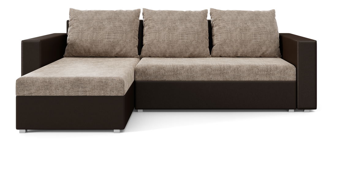 Rohová sedací souprava Hagoo (hnědá + slabohnědá) (L)