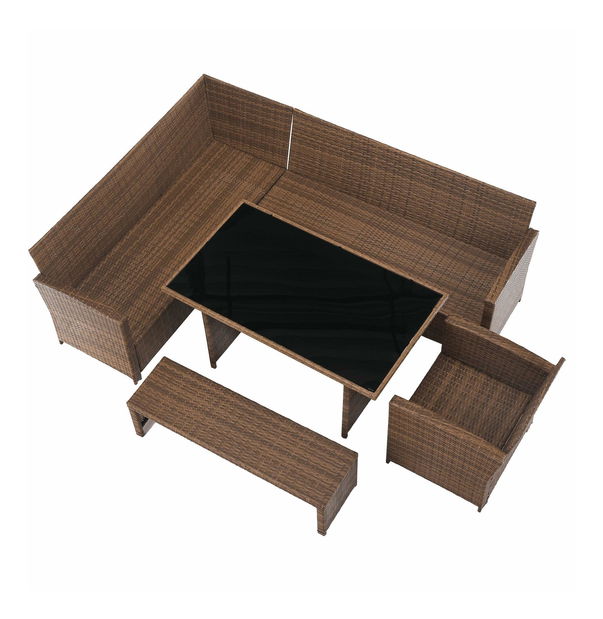 Zahradní set Senala (hnědošedá + světle hnědá) (pro 8 osob)