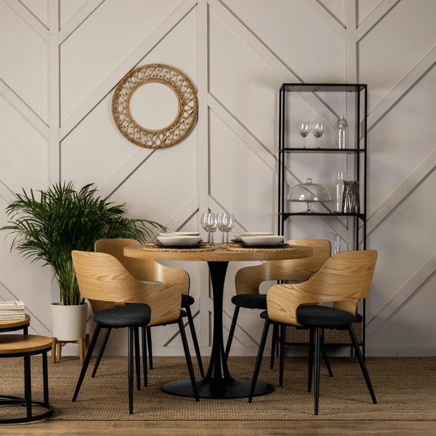 Jídelní židle Obvio (dub zlatý + černá)