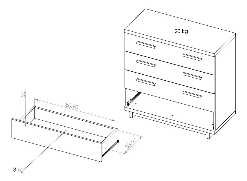 Komoda Indi K4SZ (dub artisan + černá matná + dub artisan)