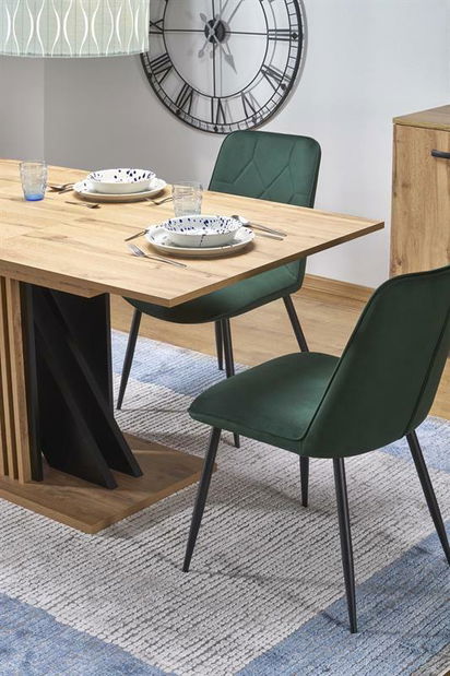 Jídelní stůl Fabiano (dub wotan + černá) (pro 4 až 6 osob)