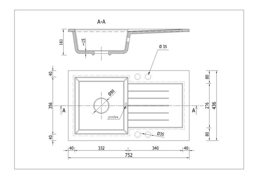 Kuchyňský dřez Lemmion (bílá) (bez otvoru pro baterii) (P)