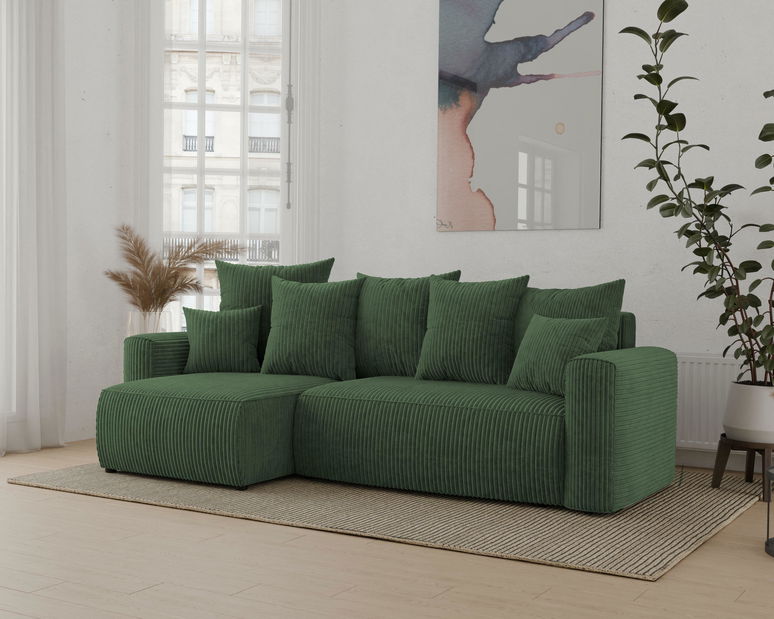 Rohová sedačka Denia (L) (tmavě zelená)