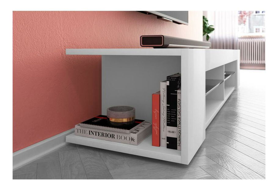 TV skříňka/stolek Monty 137 (s osvětlením) (bílá)