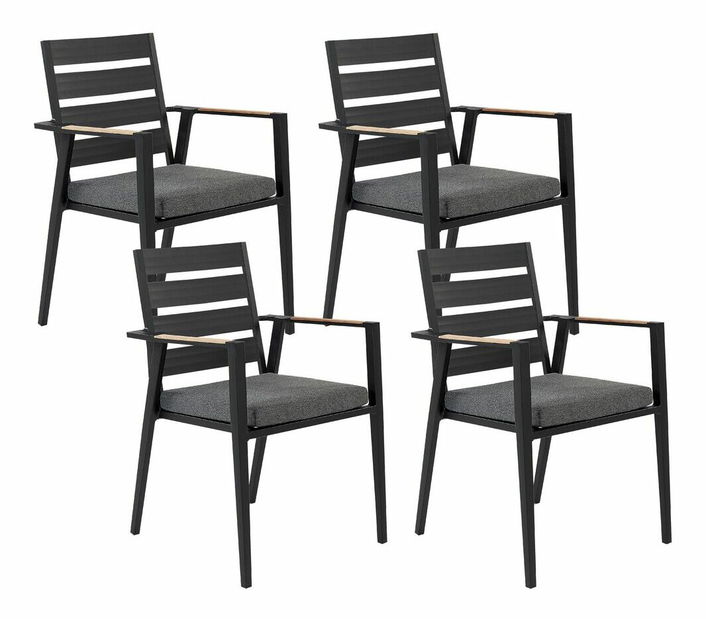 Set 4 ks zahradních židlí Thierry (černá)