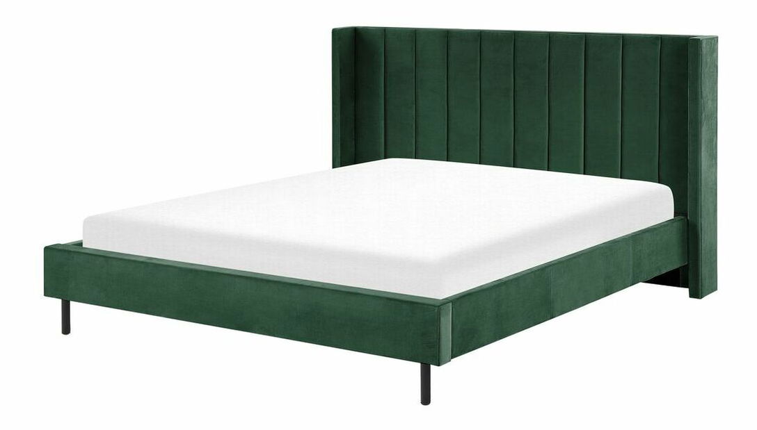 Manželská postel 180 cm VINNETTE (textil) (zelená) (s roštem)