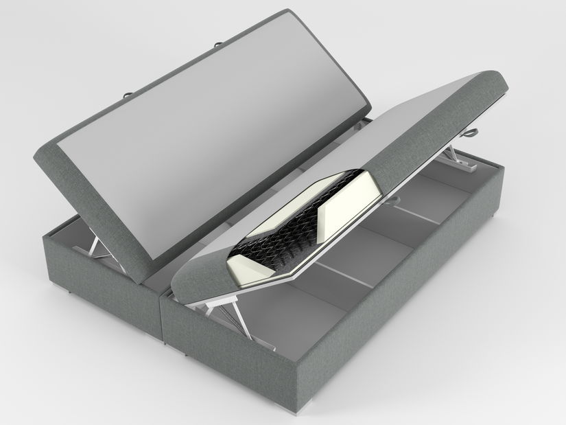 Boxspring postel 160 cm Piranno (světle šedá) (s úložným prostorem)