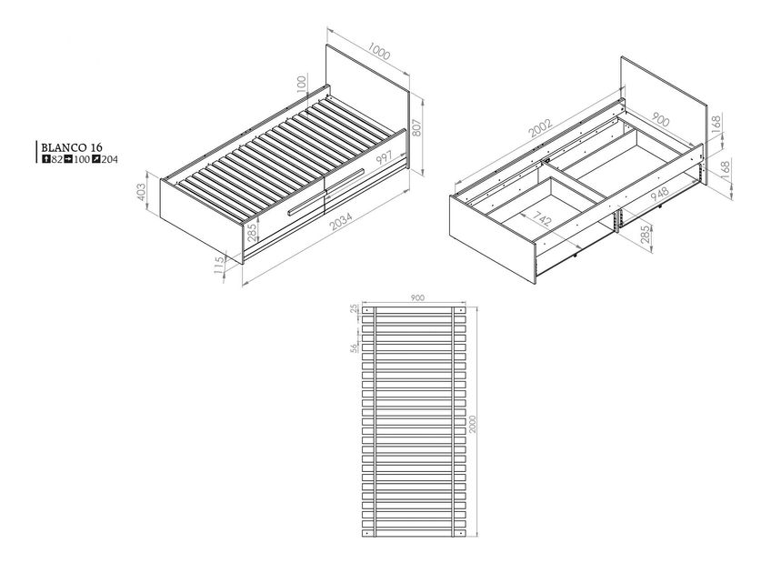 Jednolůžková postel 90 cm Been 16 ( s roštem)