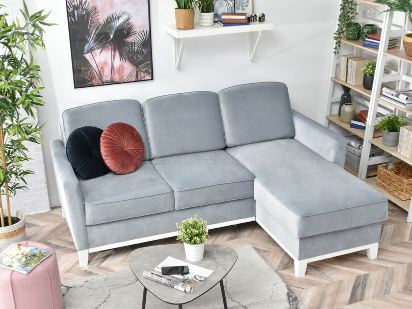 Rohová sedačka Biblioteca (šedá + bílá)