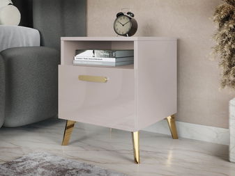 Noční stolek Rostasi 1SZ (kašmír lesklý + zlatá) *výprodej