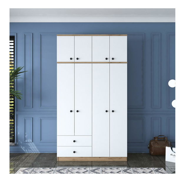 Šatní skříň Bastet 121 (ořech + bílá)