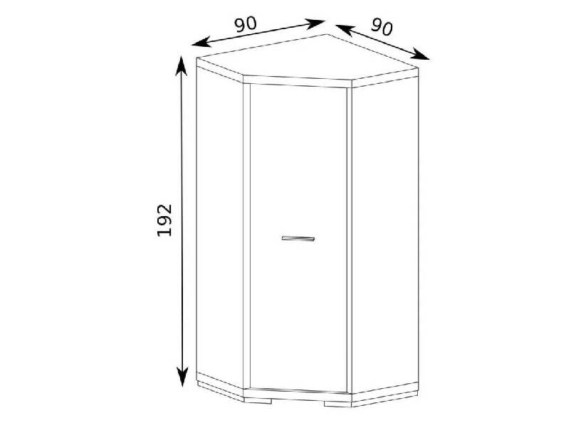 Rohová šatní skříň Vega 38 (dub santana světlý)