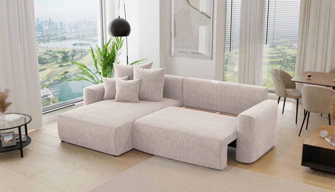 Rohová sedačka Baria (L) (mléčná)