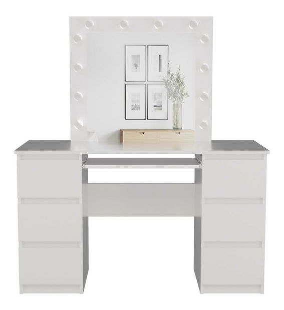 Toaletní stolek Micras 3 (bílá matná) (se zrcadlem) (s LED osvětlením)