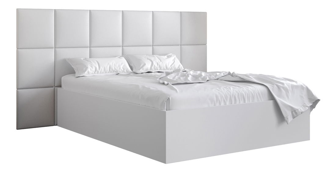 Manželská postel s čalouněným čelem 160 cm Brittany 4 (bílá matná + bílá) (s roštem)