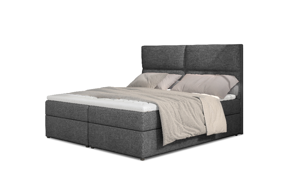 Boxspring postel 160 cm Amebra (světle šedá) (s matracemi a úl. prostorem)