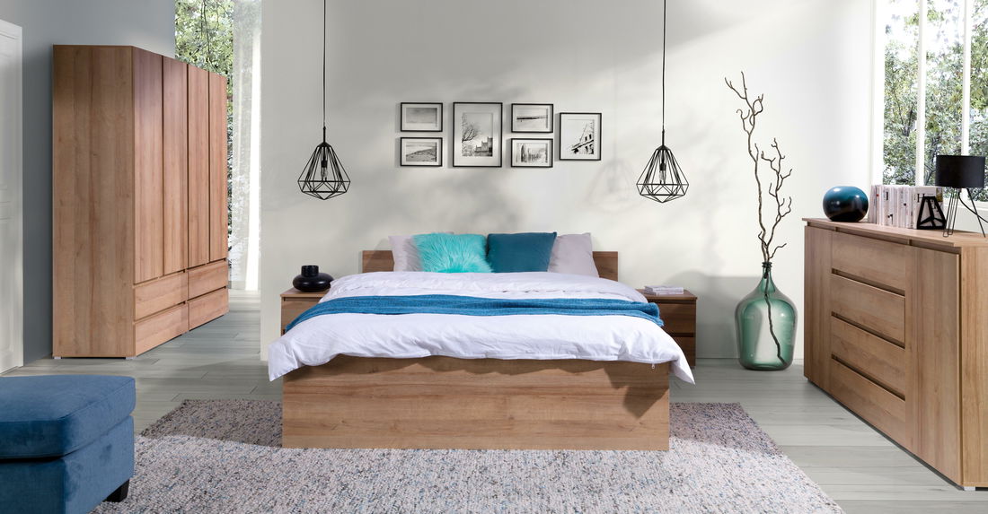 Manželská postel 160x200 cm Cortez C 16 (dub riviera) (s roštem)