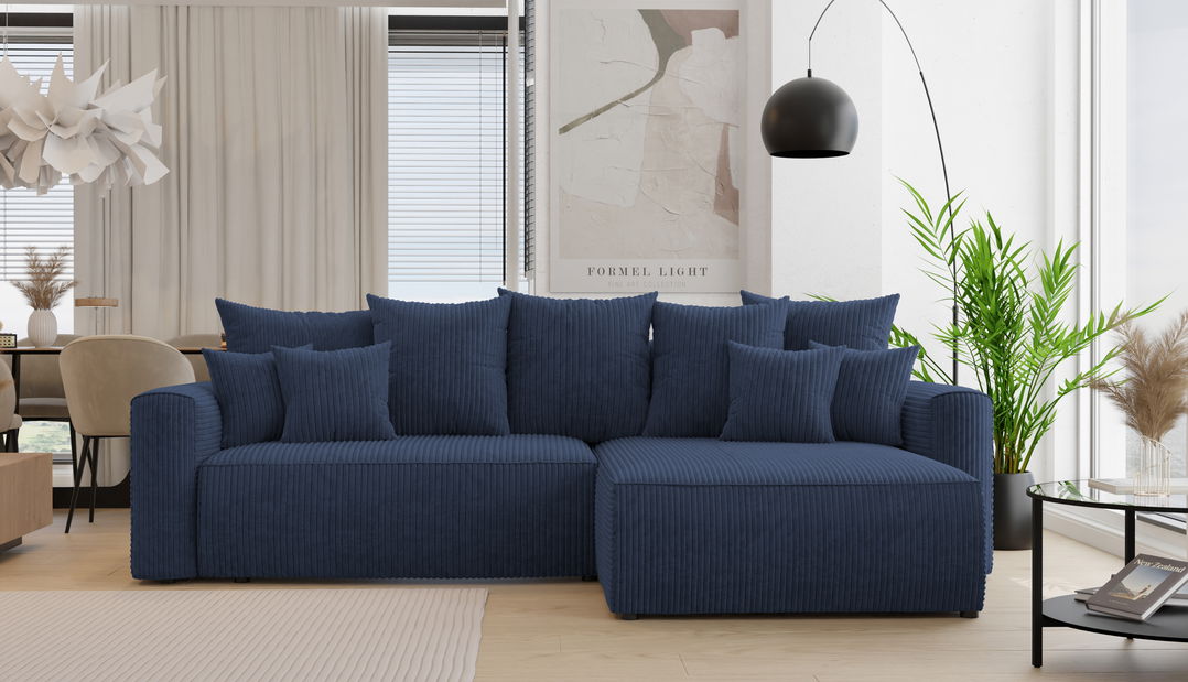 Rohová sedačka Baria (P) (tmavě modrá)