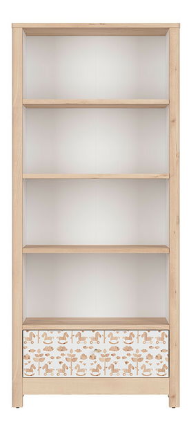 Regál BRW Timon REG1S/18 (buk iconic + bílá + koníky)