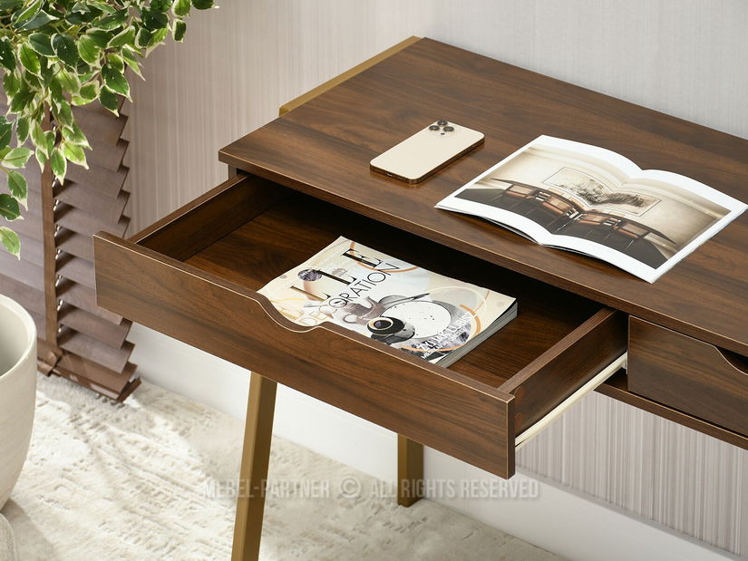 PC stolek Land (ořech + zlatá)