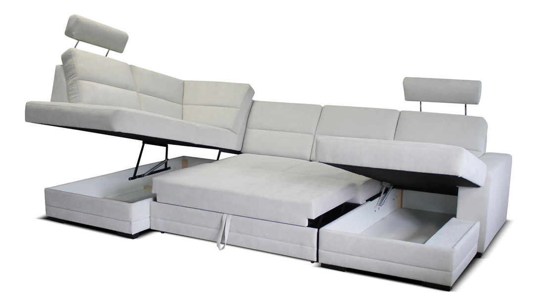 Rohová sedací souprava U Nelson LB+2+L (tmavohnědá + bílá) (P)